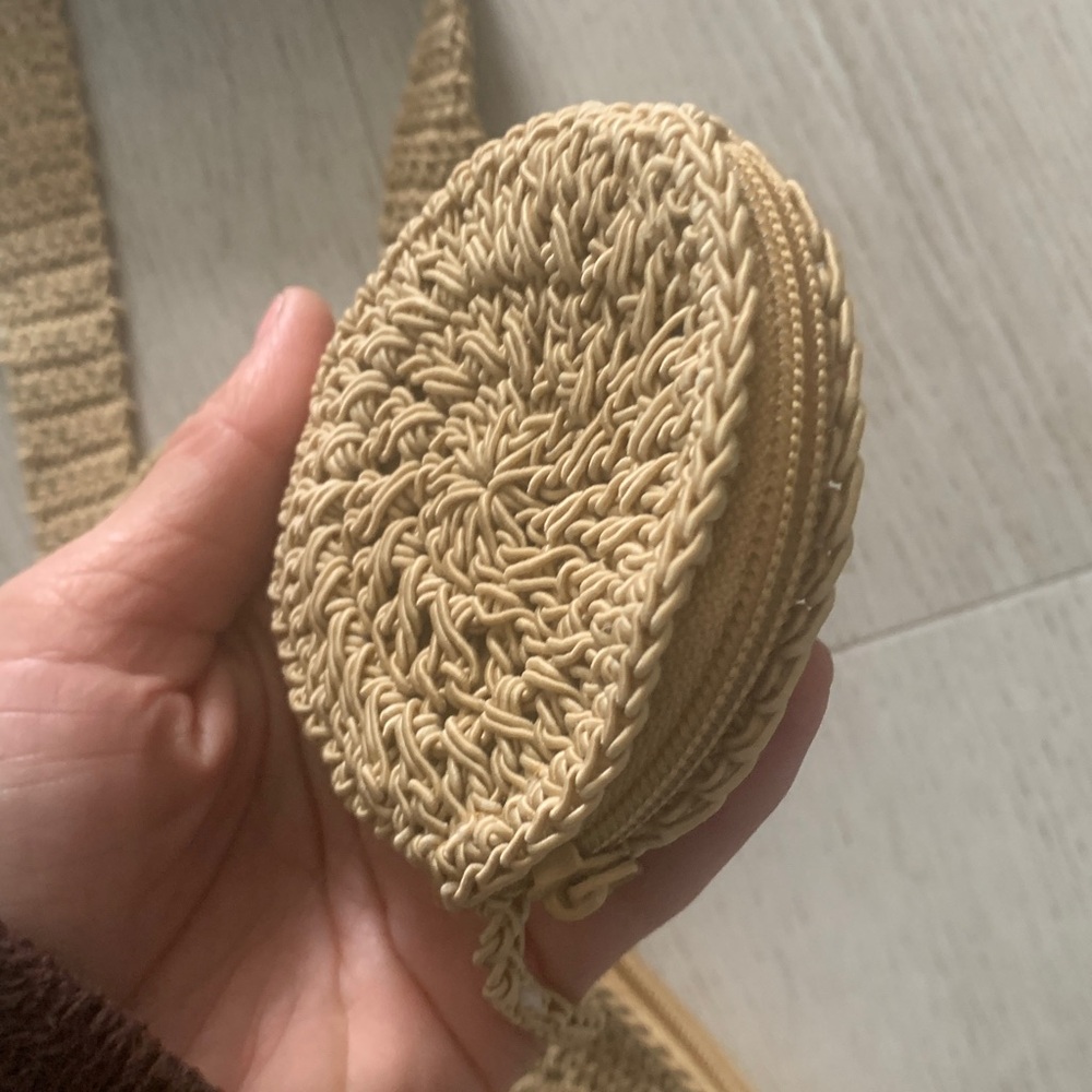 Crochet beige shoulder bag boho summer y2k vacation‎ travel casual vintage - Picture 8 of 10